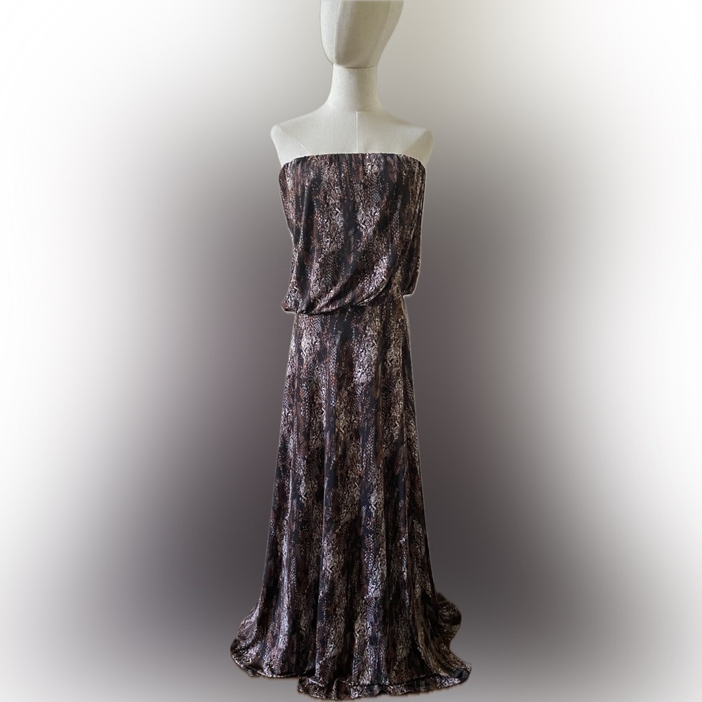 Animal Print Strapless Maxi Dress.